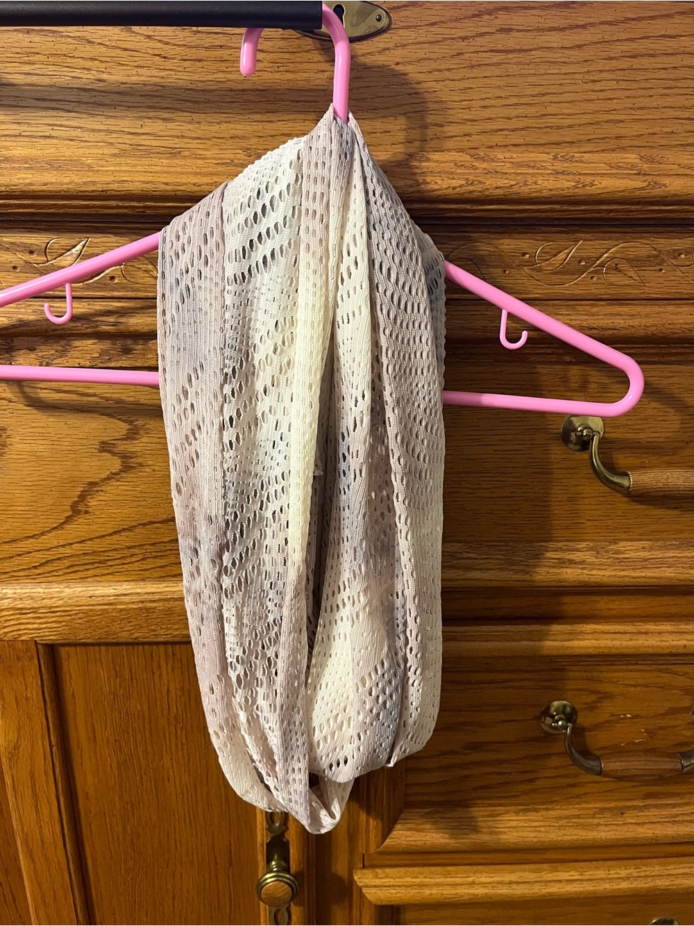 Miss Me Taupe and Cream Mesh Infinity Scarf